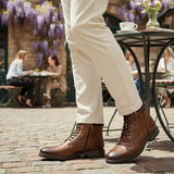 Men's Vintage Leather Ankle Boots | Classic Combat Style & All-Day Comfort