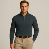 Men's Half Zip Ribbed Sweater | Classic Comfort & Versatile Style