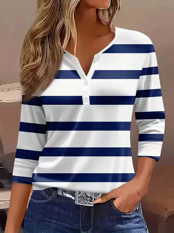 Leah | Striped V-Neck Top