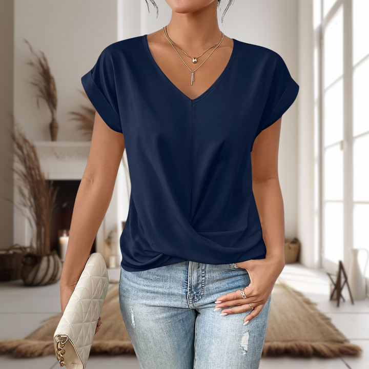 Gwen | Sweetheart Neck Cotton Blend T-Shirt