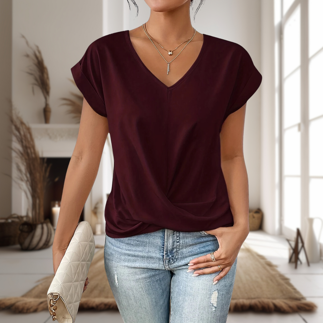 Gwen | Sweetheart Neck Cotton Blend T-Shirt