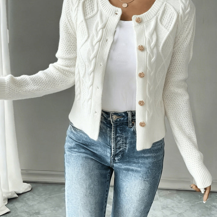 Ella | Chunky Cable Knit Button Cardigan