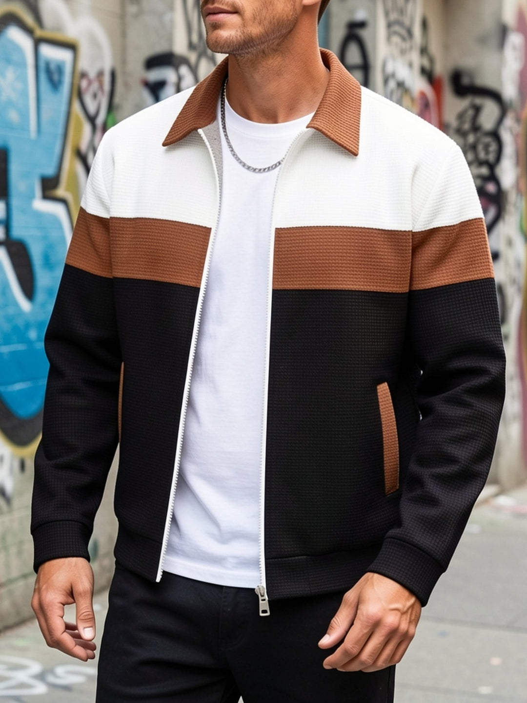 Gareth | Colour Block Zip Jacket