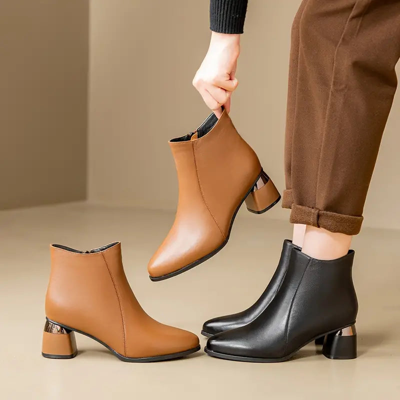 Jessica | Leather Slip-On Boots with Cushioned Footbed
