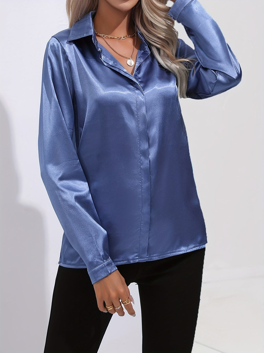 Matilda | Classic Satin Button-Down Blouse