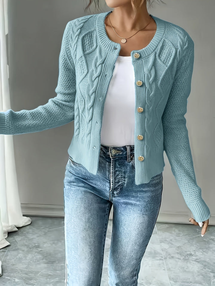 Ella | Chunky Cable Knit Button Cardigan