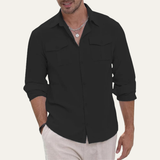 Men's Cargo Shirt | Breathable Cotton Linen, Double Pocket Style
