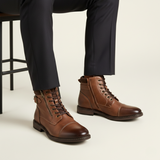 Men's Vintage Leather Ankle Boots | Classic Combat Style & All-Day Comfort