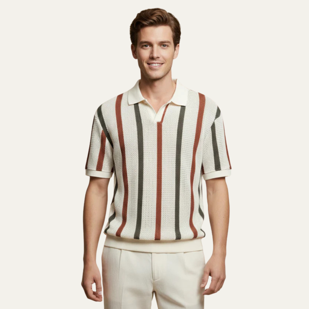 Sebastian | Striped Knit Polo, Vintage Style