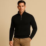 Men's Half Zip Ribbed Sweater | Classic Comfort & Versatile Style