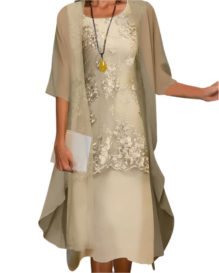 Caroline | Midi Dress with Organza Sleeves for Occasions