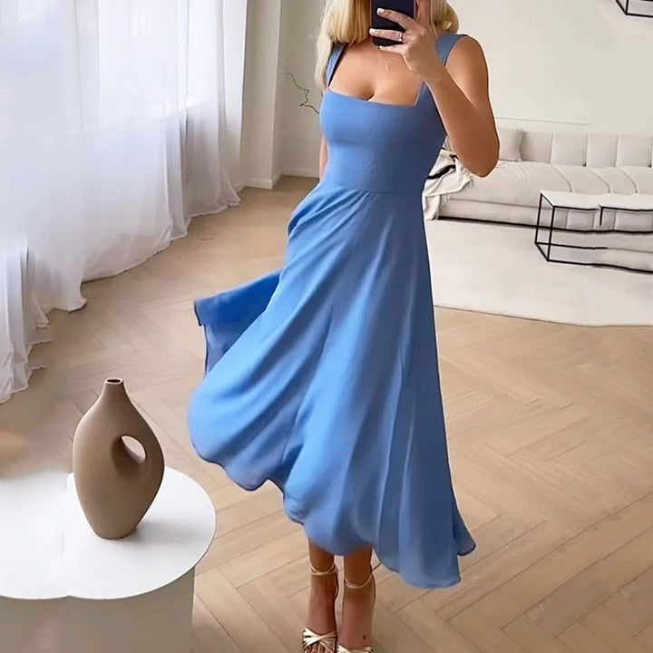 Hannah | Elegant Midi Dress with Square Neckline for Occasions