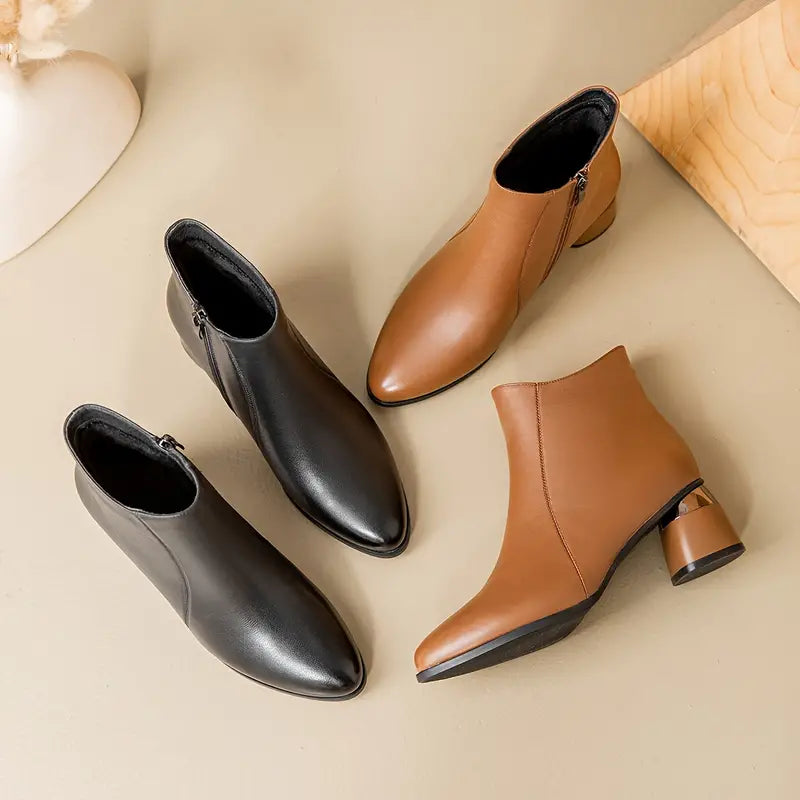 Jessica | Leather Slip-On Boots with Cushioned Footbed