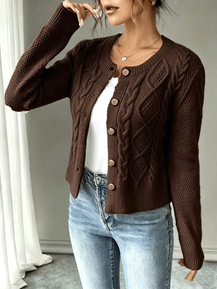 Ella | Chunky Cable Knit Button Cardigan