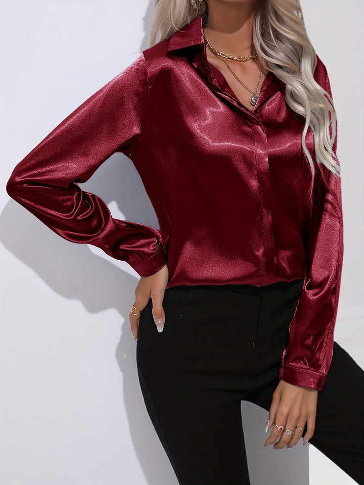 Matilda | Classic Satin Button-Down Blouse