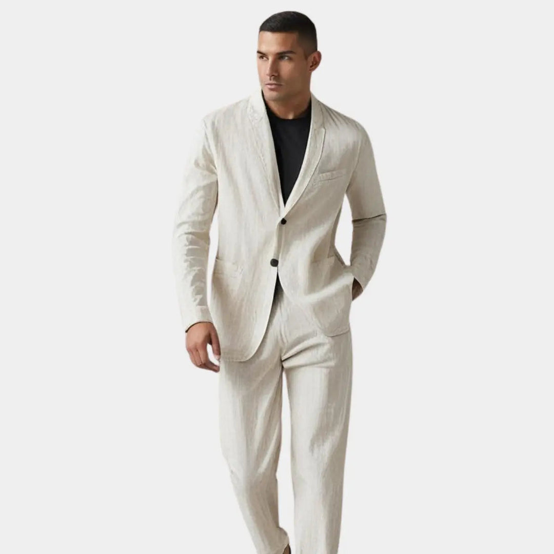 Men's Linen-Blend Suit with Peak Lapel | Smart Casual Refined