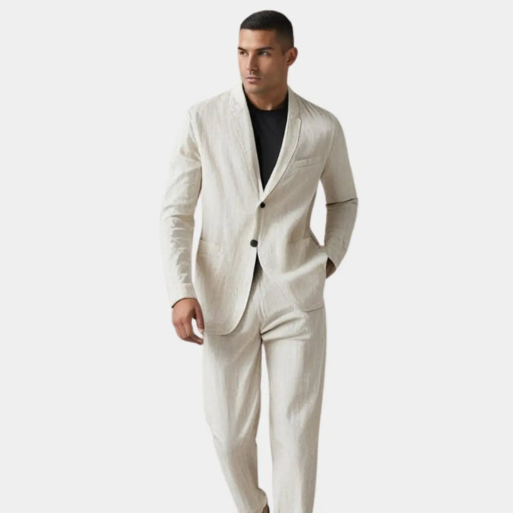 Men's Linen-Blend Suit with Peak Lapel | Smart Casual Refined