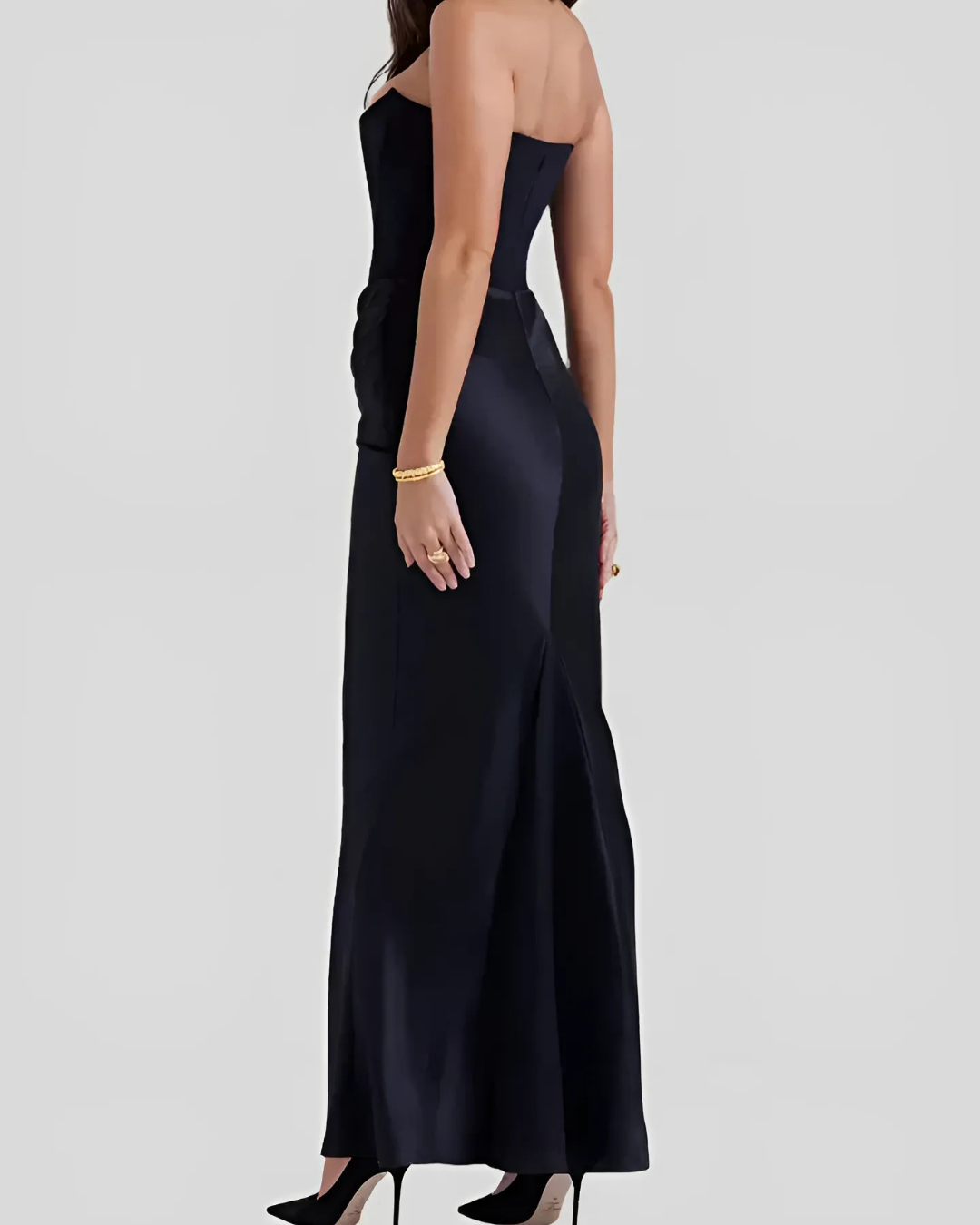 Strapless Draped Maxi Dress for Occasions