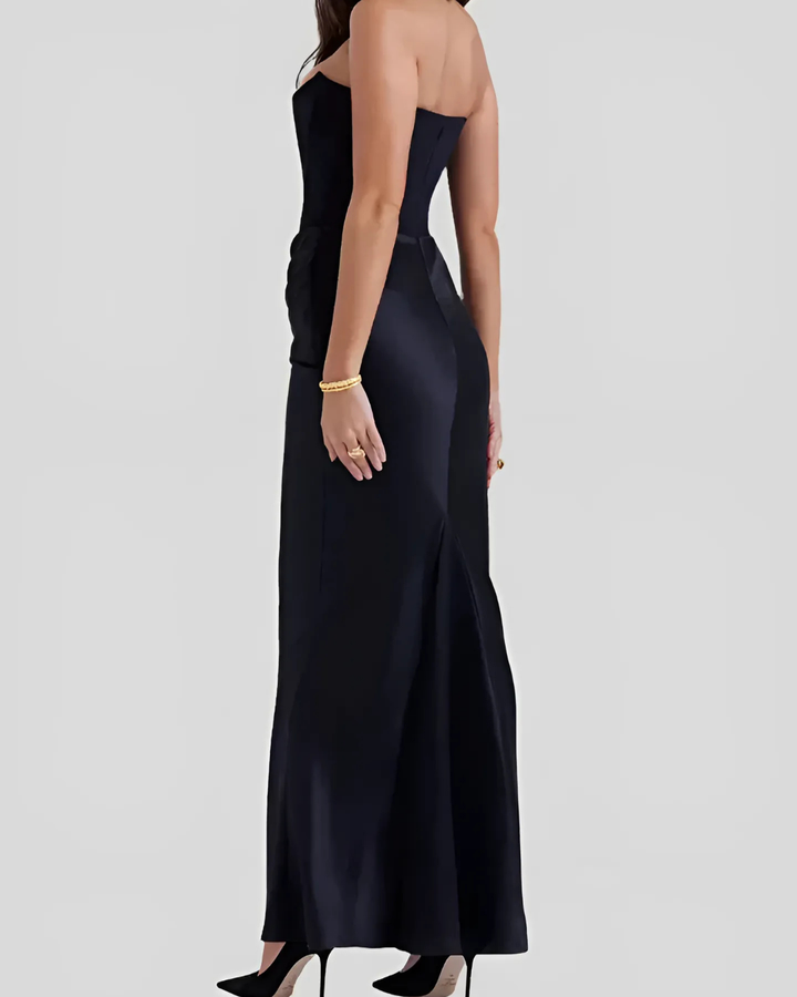 Strapless Draped Maxi Dress for Occasions