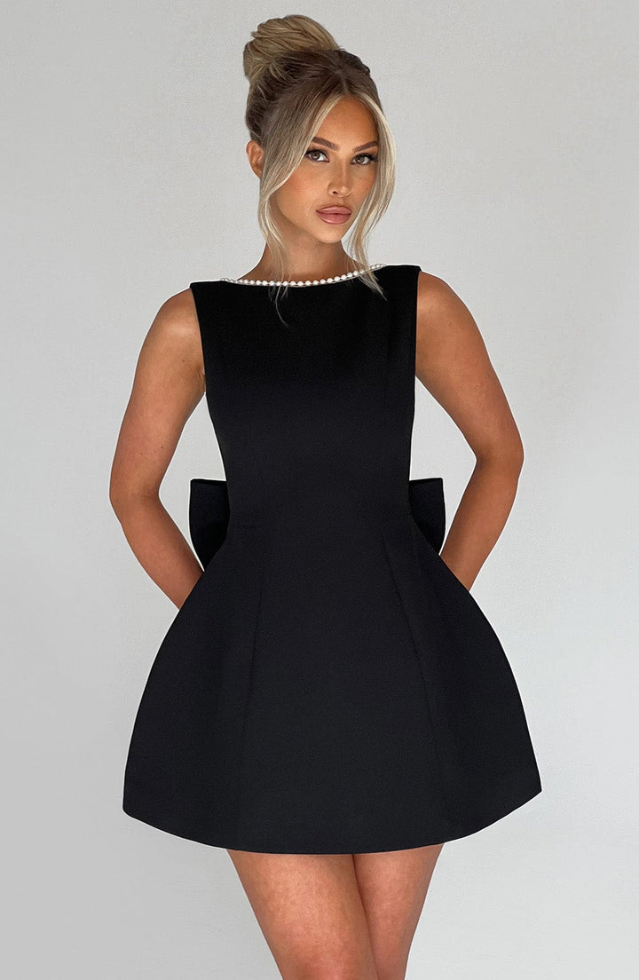 A-Line Mini Bridal Dress with Pearl Trim