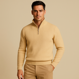 Men's Half Zip Ribbed Sweater | Classic Comfort & Versatile Style
