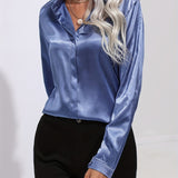 Satin Button-Down Blouse | Luxurious Feel, Professional Elegance