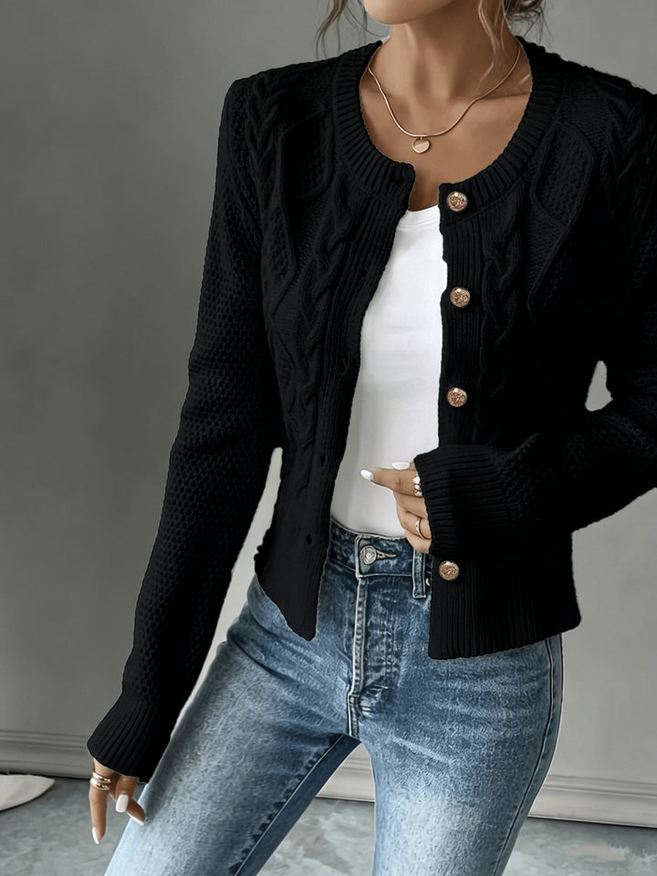 Ella | Chunky Cable Knit Button Cardigan