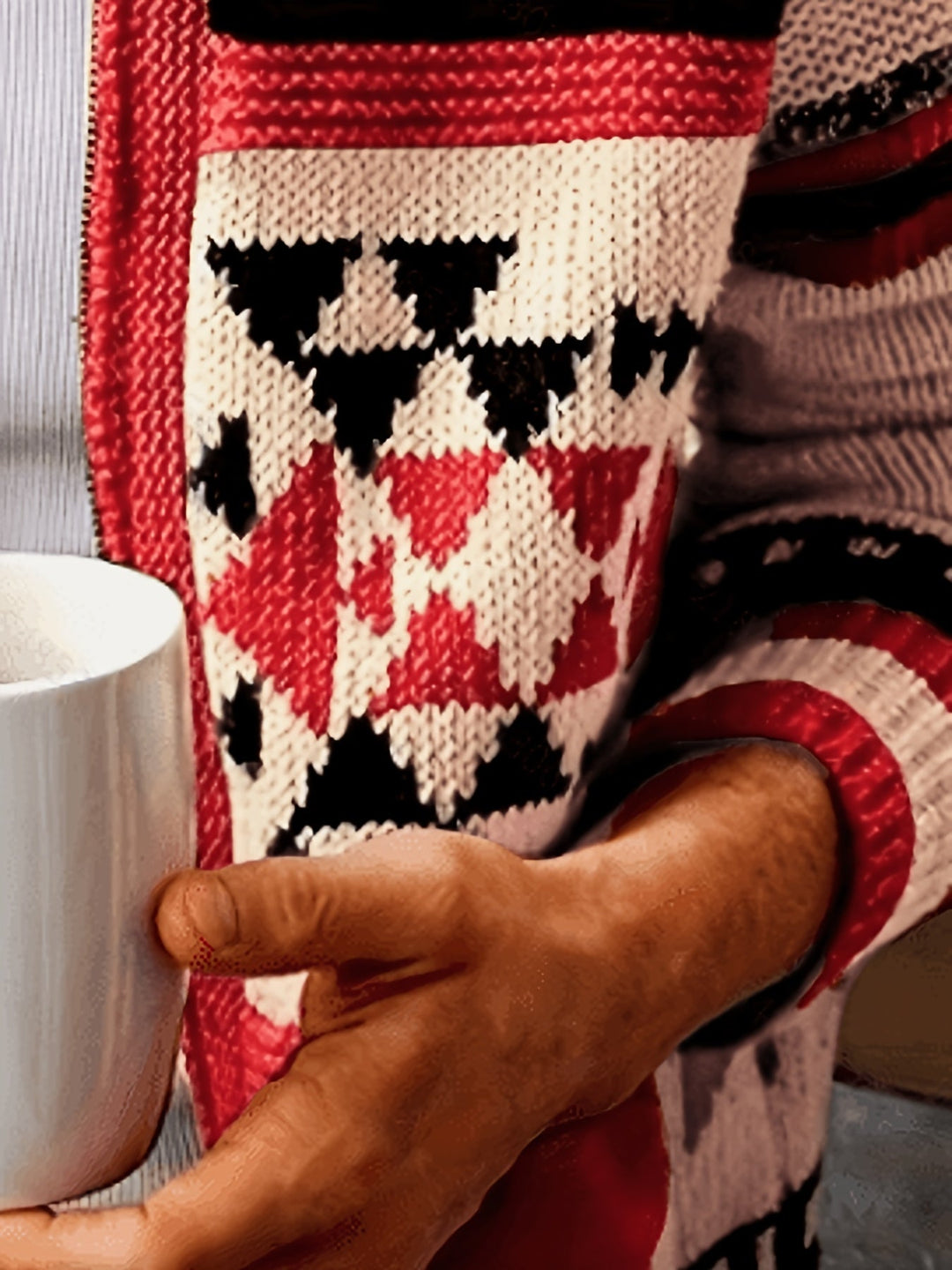 Daniel | Patterned Zip-Up Cardigan with Stand Collar