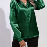 Satin Button-Down Blouse | Luxurious Feel, Professional Elegance