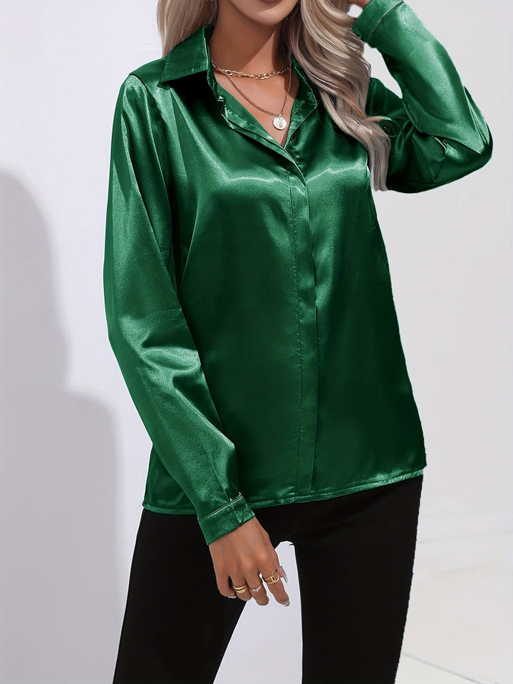 Matilda | Classic Satin Button-Down Blouse
