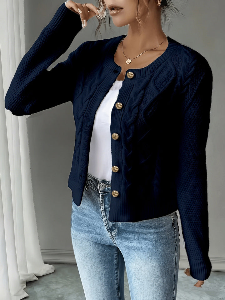 Ella | Chunky Cable Knit Button Cardigan
