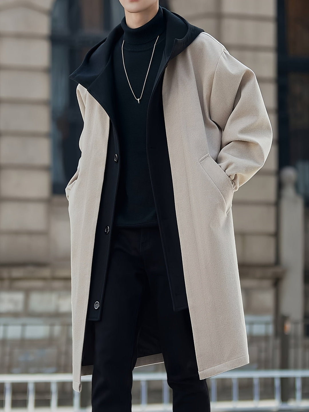 Paul | Long Layered Overcoat with Hood