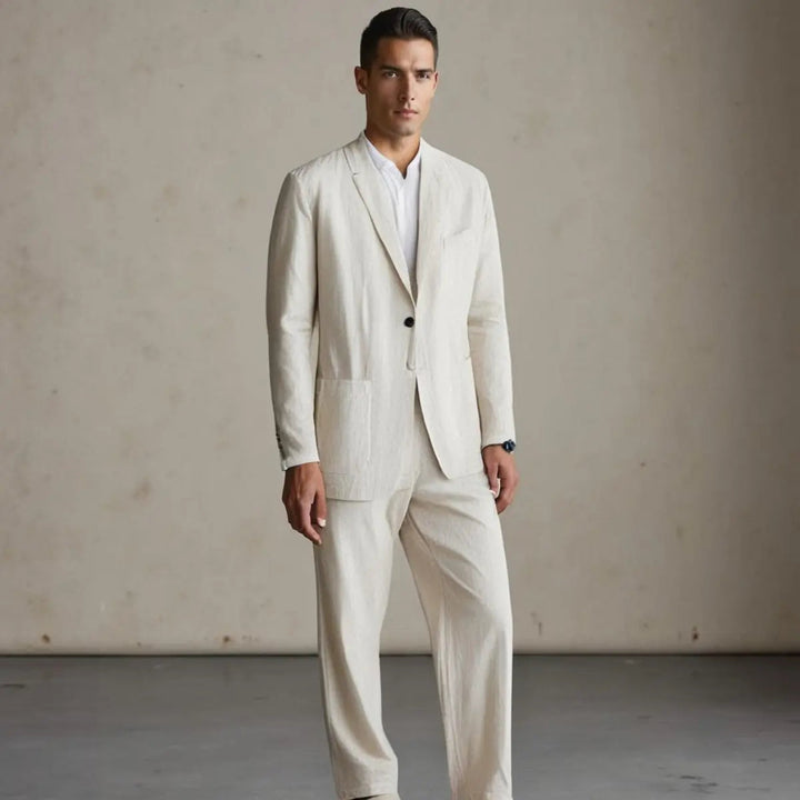 Men's Linen-Blend Suit with Peak Lapel | Smart Casual Refined