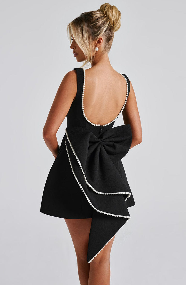 A-Line Mini Bridal Dress with Pearl Trim