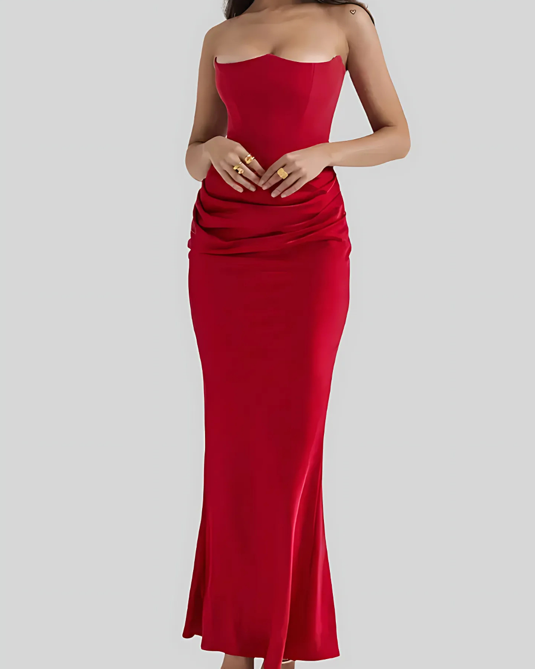 Strapless Draped Maxi Dress for Occasions