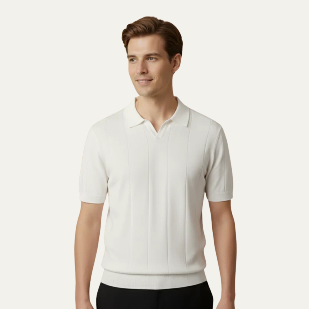 Adrian | Cotton-Blend Polo with Ribbed Collar