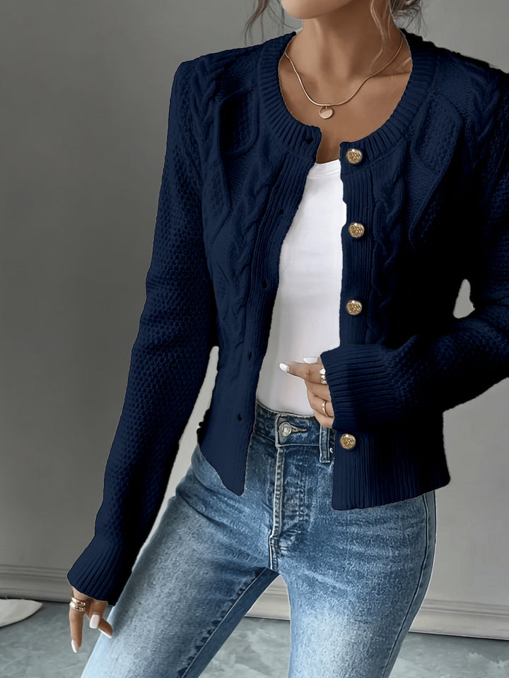 Ella | Chunky Cable Knit Button Cardigan