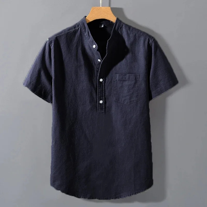 Bernard | Cotton Henley with Stand Collar