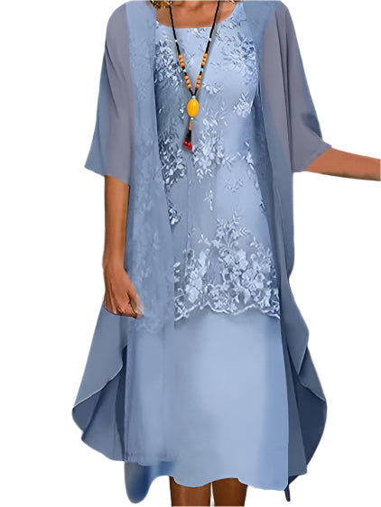 Caroline | Midi Dress with Organza Sleeves for Occasions