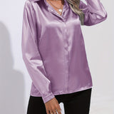 Satin Button-Down Blouse | Luxurious Feel, Professional Elegance
