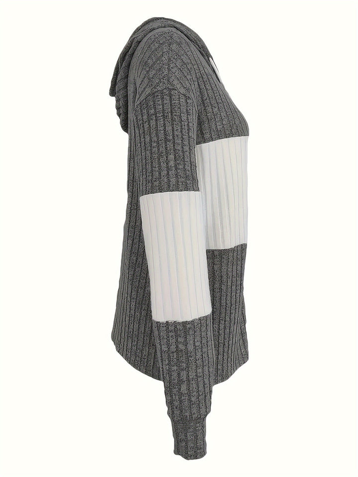 Rosie | Two-Tone Hooded Zip-Up Knit Jacket
