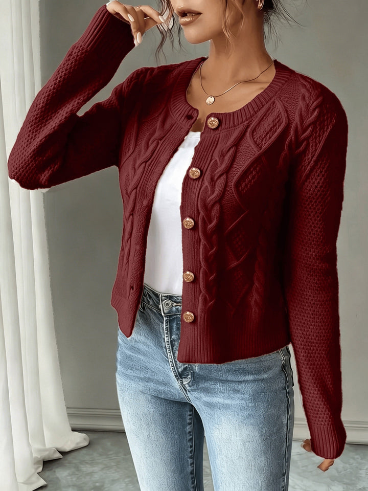 Ella | Chunky Cable Knit Button Cardigan
