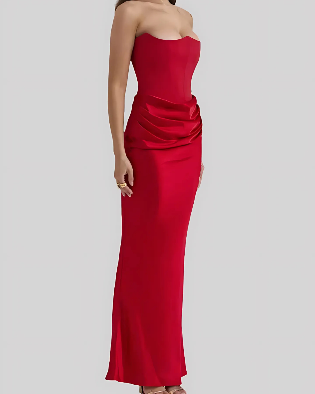 Strapless Draped Maxi Dress for Occasions