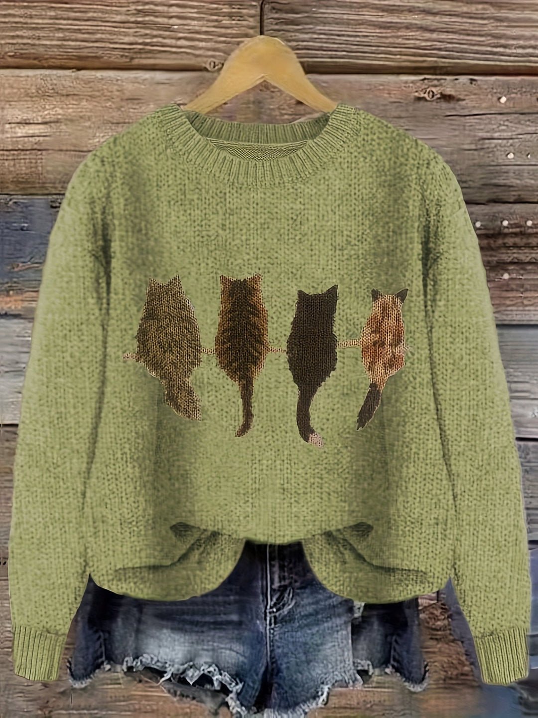 Caroline | Cat Print Knitted Jumper
