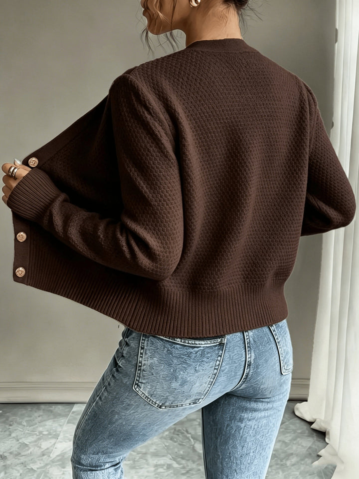 Ella | Chunky Cable Knit Button Cardigan