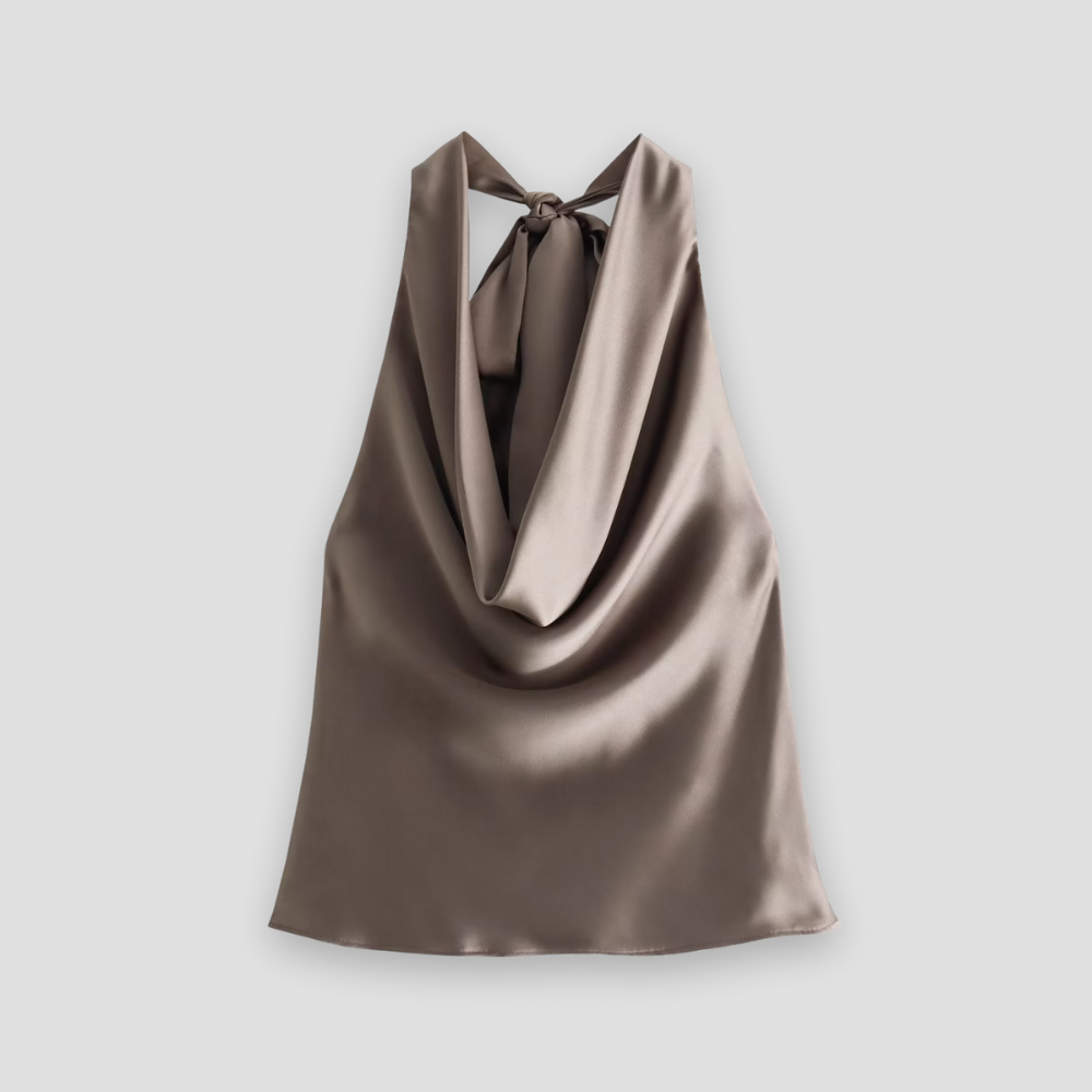 Hannah | Satin Tank Top with Halter Back