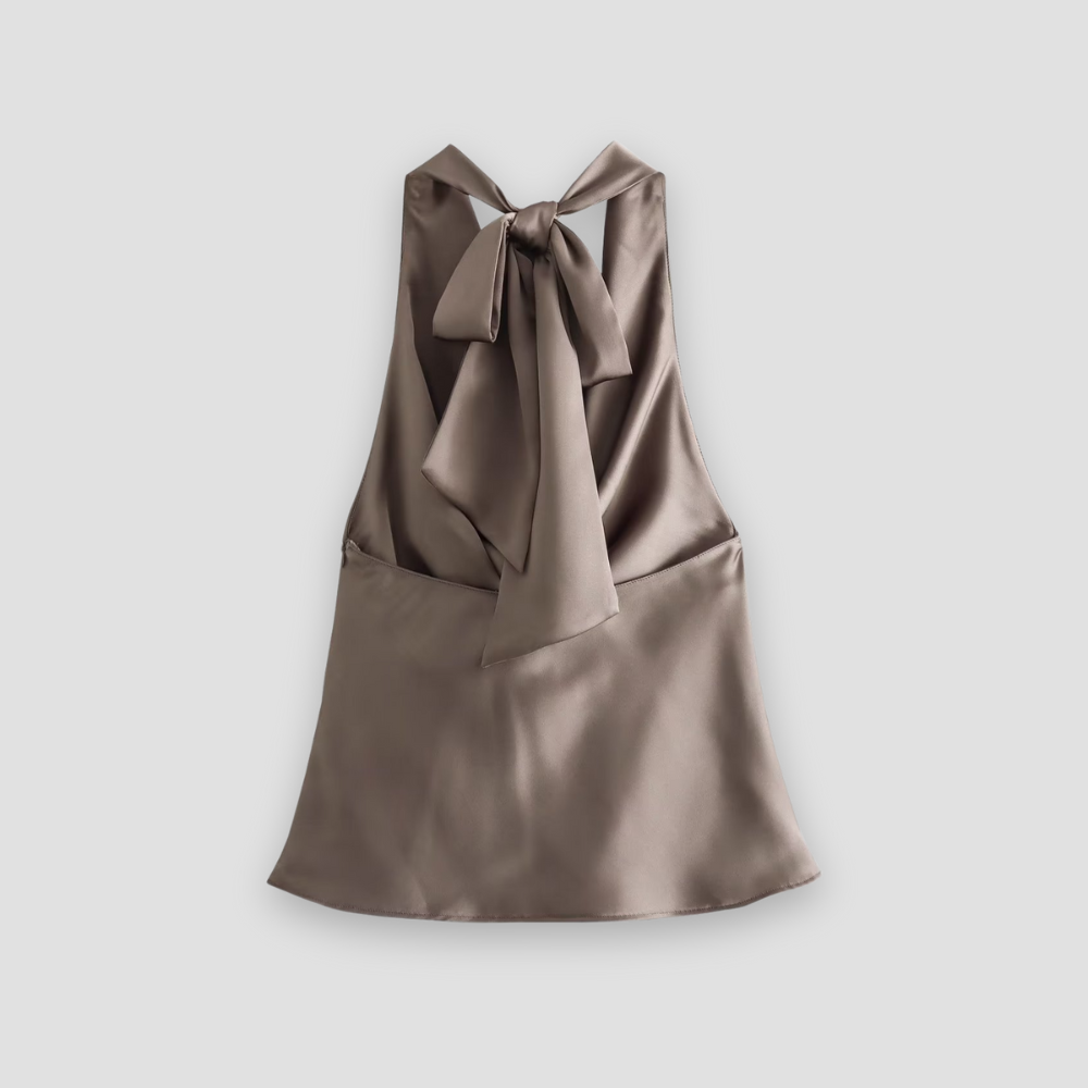 Hannah | Satin Tank Top with Halter Back