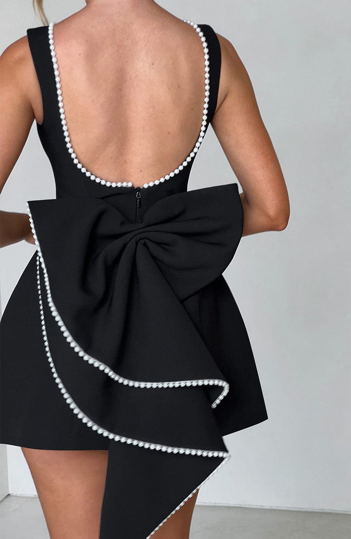 A-Line Mini Bridal Dress with Pearl Trim