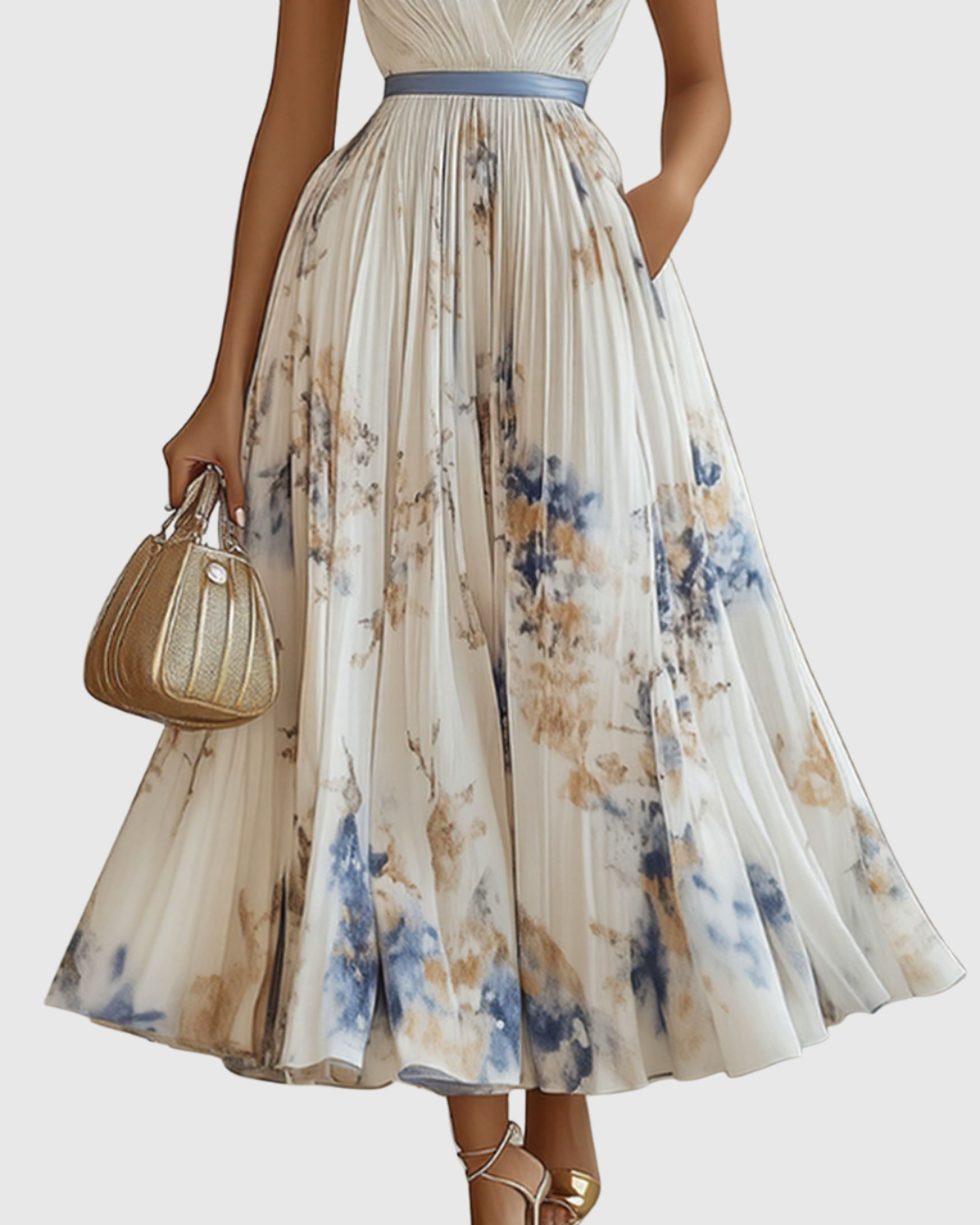 Rowella | Elegant Pleated Maxi Dress for Occasions
