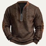 Men's Half Zip Sweater | Classic Comfort with Elbow Patches